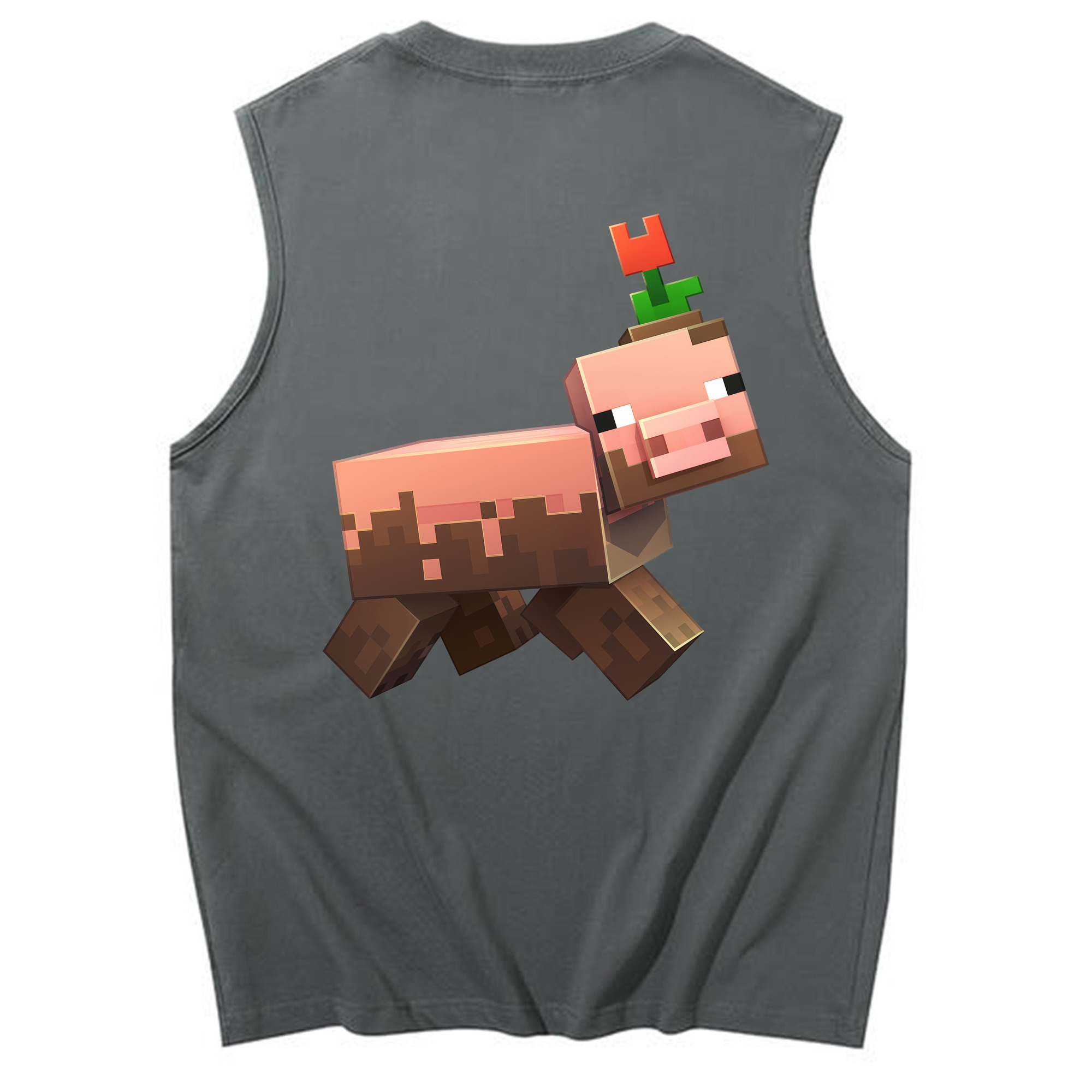 （画像用） マインクラフト ブロックの世界 Minecraft MC Block world コットン100％タンクトップ（背面プリント）